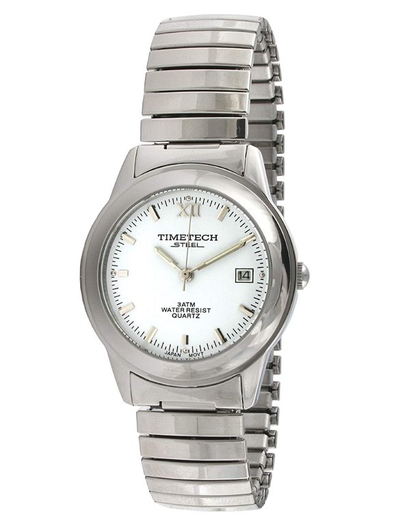 Steel Women's Round Steel White Dial Expansion Watch