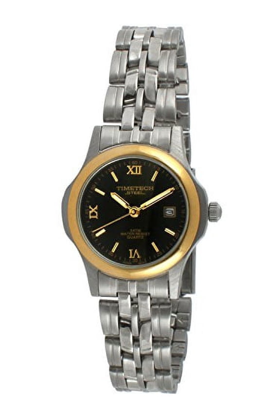 Steel Women's Two-Tone Black Dial Bracelet Watch