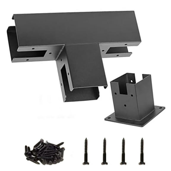Steel Woodwork Pergola Kit Elevated Wood Stand T Bracket Hardware for 4X4 Lumber