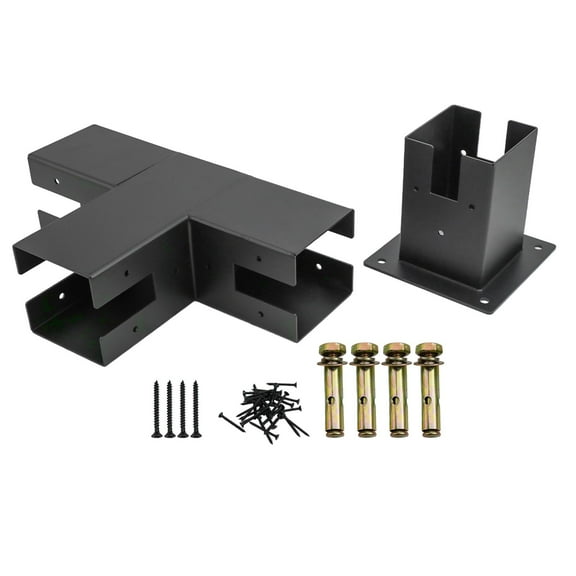 Steel Woodwork Pergola Kit Elevated Wood Stand T Bracket Hardware for 4x4 Lumber