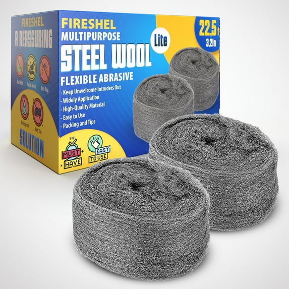 Steel Wool Mice Fabric Roll Control 2 Pcs Total (3.2”x 22.5 Feet) - (Standard)