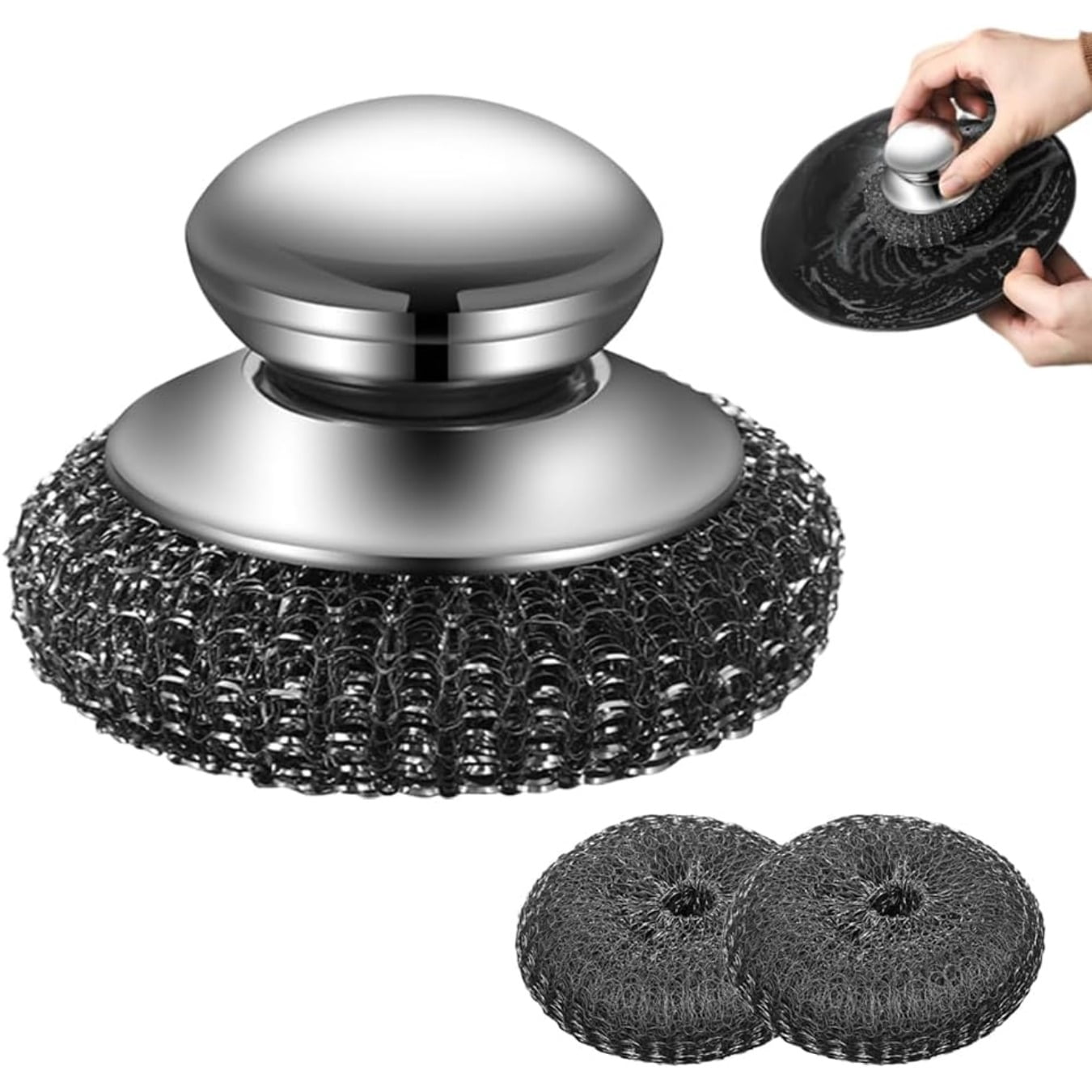 Steel Wool Scrubber, 2025 Upgraded Stainless Steel Scrubber with Handle ...