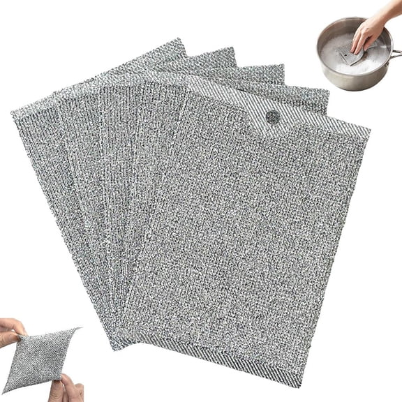 Steel Wool Scrubber, 2026 New Multipurpose Non-Scratch Wire Dishwashing Rag/Cloth for Wet & Dry Use, Reusable Steel Wool Scrubber, for Cookware, Sinks, Dishes, Stoves & Fireplaces