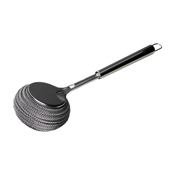 Stainless Steel Scrubber Brush Multipurpose Cleaning Tool Long Handle Dish Pan Grill Pot Scraper Heavy Duty Kitchen Cleaning Accessory