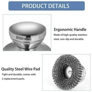 Steel Wool Scrubber Onewly 1Pack Wool Scrubber Set Stainless Scrubber with Stainless Handle for Cleaning Dishes Stock Pots Pans Griddles Grills, Dusknt Cleaning Brush Clearance Sale! Steel Wool*1