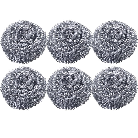 Steel Wool Scrubber Pads,Stainless Sponges,Scrubbing Scouring Wool Scrubber For Kitchen,Scouring Pads for Cleaning Tough Baked,Dishes,Pans,Pots,Ovens,Grills,Sinks(1.57x1.57x1.18")(6Pc)