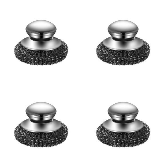 Steel Wool Scrubber with Replacement Wire Pads Set, Stainless Steel Scrubber with Handle for Scouring Stubborn Messes from Cast Iron, Pots, Pans, Grill, Stoves, Sink