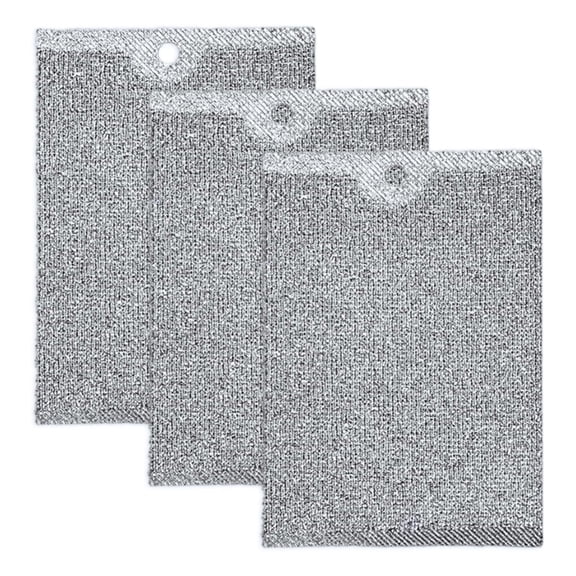 Steel Wool Scrubber, Wire Dishwashing Rags, 3 Pcs Multipurpose Wire Dishcloth, Wet & Dry for Cookware, Sinks, Dishes, Stoves & Fireplaces, 5.5 x 3.9 Inch Cleaning Accessories,Silver