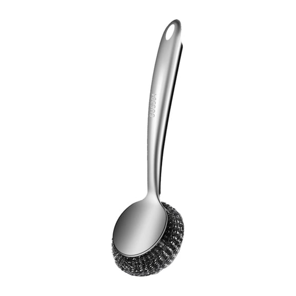 Steel Wool Scrubber with Handle,Scrubber 304 Stainless Pot Brush Portable Wool Long Handle for Pans Cookware Bakeware