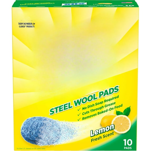 Steel Wool Soap Pads, Lemon Fresh, 10 Count