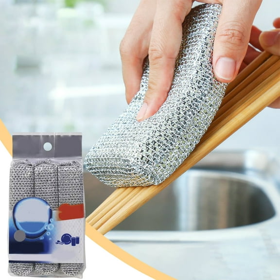 Steel Wool Sponge Scrubber, Heavy-duty Non-scratch Kitchen Cleaning Pads for Dishes and Pots, Water-resistant Scouring Pad with Excellent Foam and Absorption, Topliu