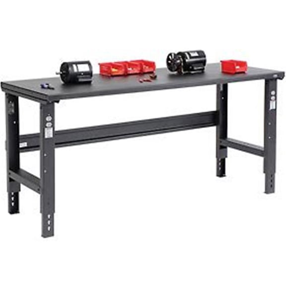 Steel Workbench - Black - Adjustable Height - 72 x 30 in. - Heavy-Duty