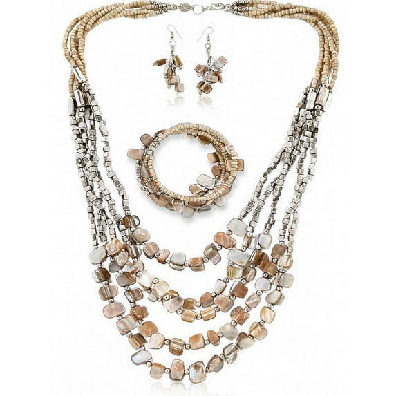 Womens Jewelry Set - Statement Necklace Bead Bracelet & Earrings Set - Beaded Jewelry for Women Birthday Christmas Gifts - Being
