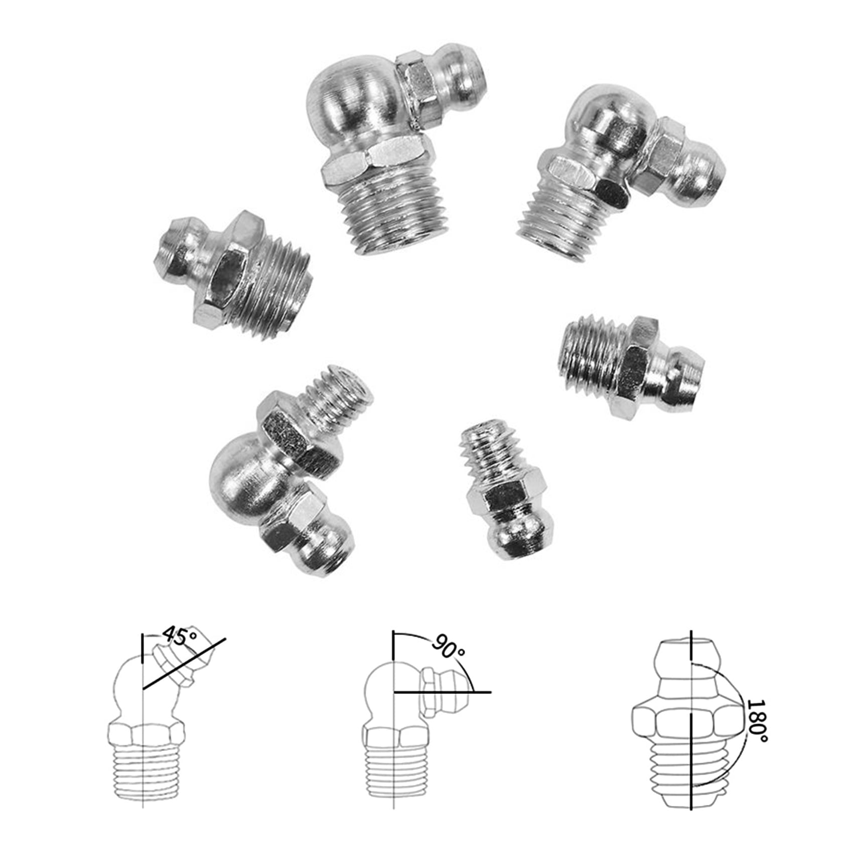 Steel Zerk Grease Nipple Fittings Assortment Kit ,Straight, 90Degree