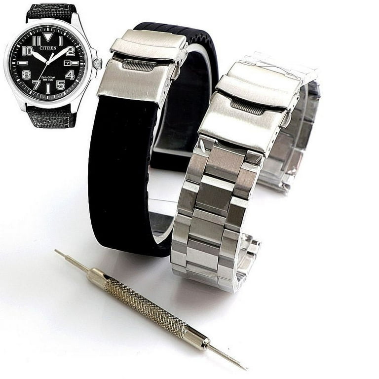 Steel and Silicone Replacement Watch Band Fits Citizen AW1410 24E J810 S095905