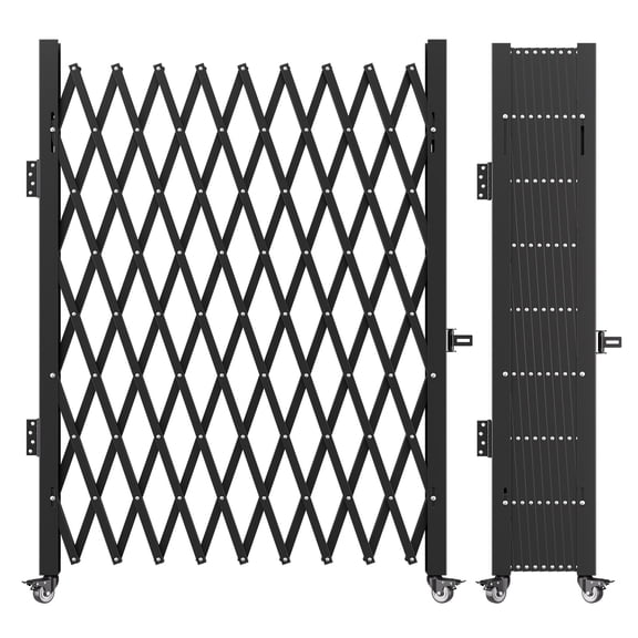 Steel folding security door 7.25 feet tall x 7.8 feet wide, accordion-style retractable door 360  rolling barricade door with padlock, flexible expansion scissor door