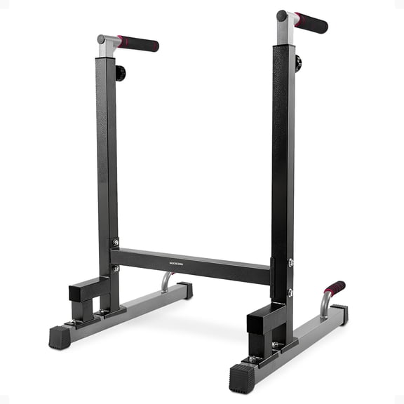 Steel frame parallel bar, height adjustable, 500 lbs load capacitysuitable for exercises including triceps training, push-ups, pull-ups, leg raises, and bench pressesblack.