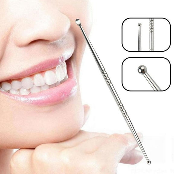 Steel oral calculus remover tool with secure grip handle, portable design for tonsil stone removal and oral hygiene