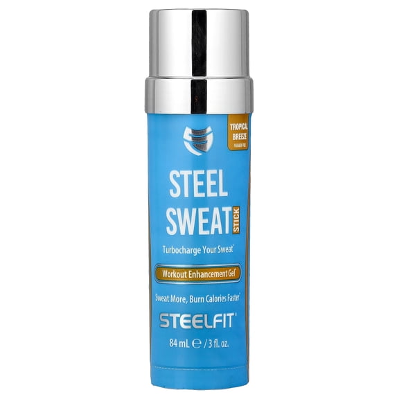 SteelFit Steel Sweat Stick, Workout Enhancement Gel, Tropical Breeze, 3 fl oz (84 ml)
