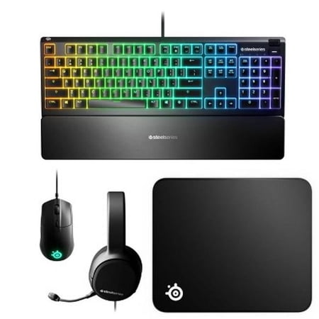 SteelSeries 66015 Arctis 1 Rival 3 QcK Premier Gaming Bundle, Black