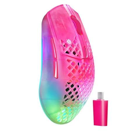 SteelSeries Aerox 3 Wireless Gen 2 - Super-Light 68g Gaming Mouse, 200 Hour Battery, IP54 Water Resistant, 80m Click Durability, RGB, 100% PTFE Feet - Magenta Haze