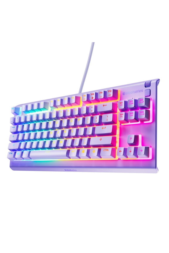 Apex 3 TKL Gaming Keyboard - Tenkeyless, RGB, Water & Dust Resistant - 8-Zone RGB Illumination Whisper-Quiet Gaming Switch - Lavender