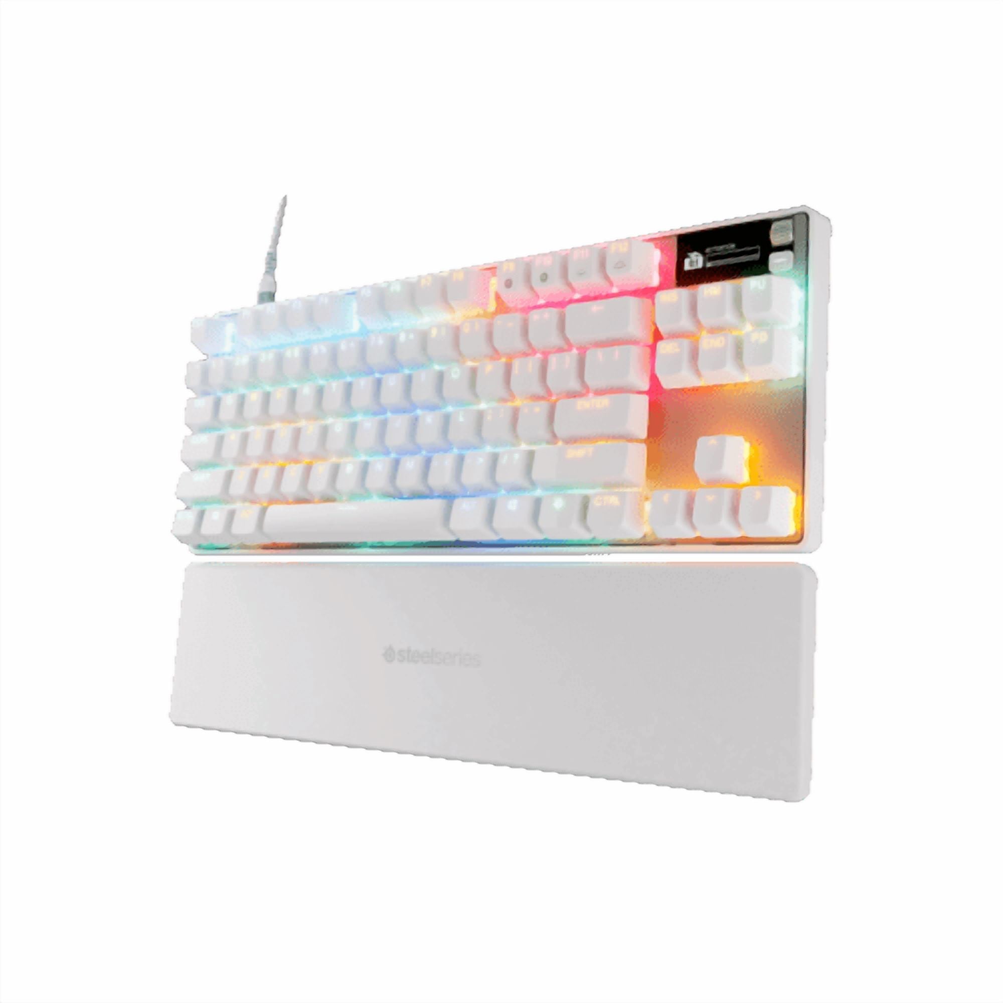 SteelSeries Apex Pro TKL Gen 3 White OmniPoint 3.0 Switches Adjustable Actuation Rapid Trigger Game-Ready Presets Protection Mode Rapid Tap/SOCD OLED RGB PBT Keycaps USB-C