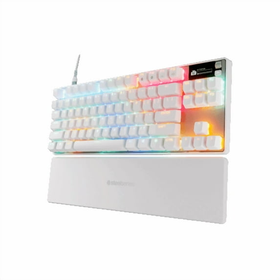 SteelSeries Apex Pro TKL Gen 3 White OmniPoint 3.0 Switches — Adjustable Actuation — Rapid Trigger — Game-Ready Presets — Protection Mode — Rapid Tap/SOCD — OLED — RGB — PBT Keycaps — USB-C