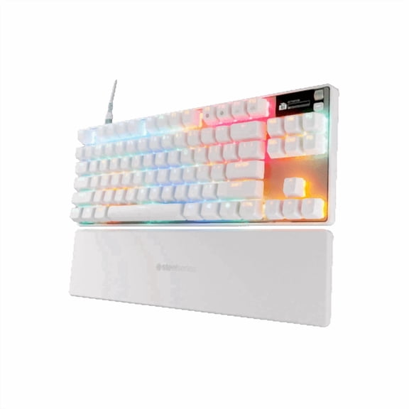 SteelSeries Apex Pro TKL Gen 3 White OmniPoint 3.0 Switches — Adjustable Actuation — Rapid Trigger — Game-Ready Presets — Protection Mode — Rapid Tap/SOCD — OLED — RGB — PBT Keycaps — USB-C