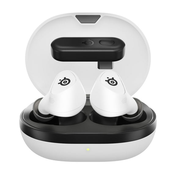 SteelSeries Arctis GameBuds™— Wireless Gaming Earbuds — 2.4GHz   BT 5.3 — 40H Battery — Wireless Charging — PC, PS5, Switch, Mobile — White