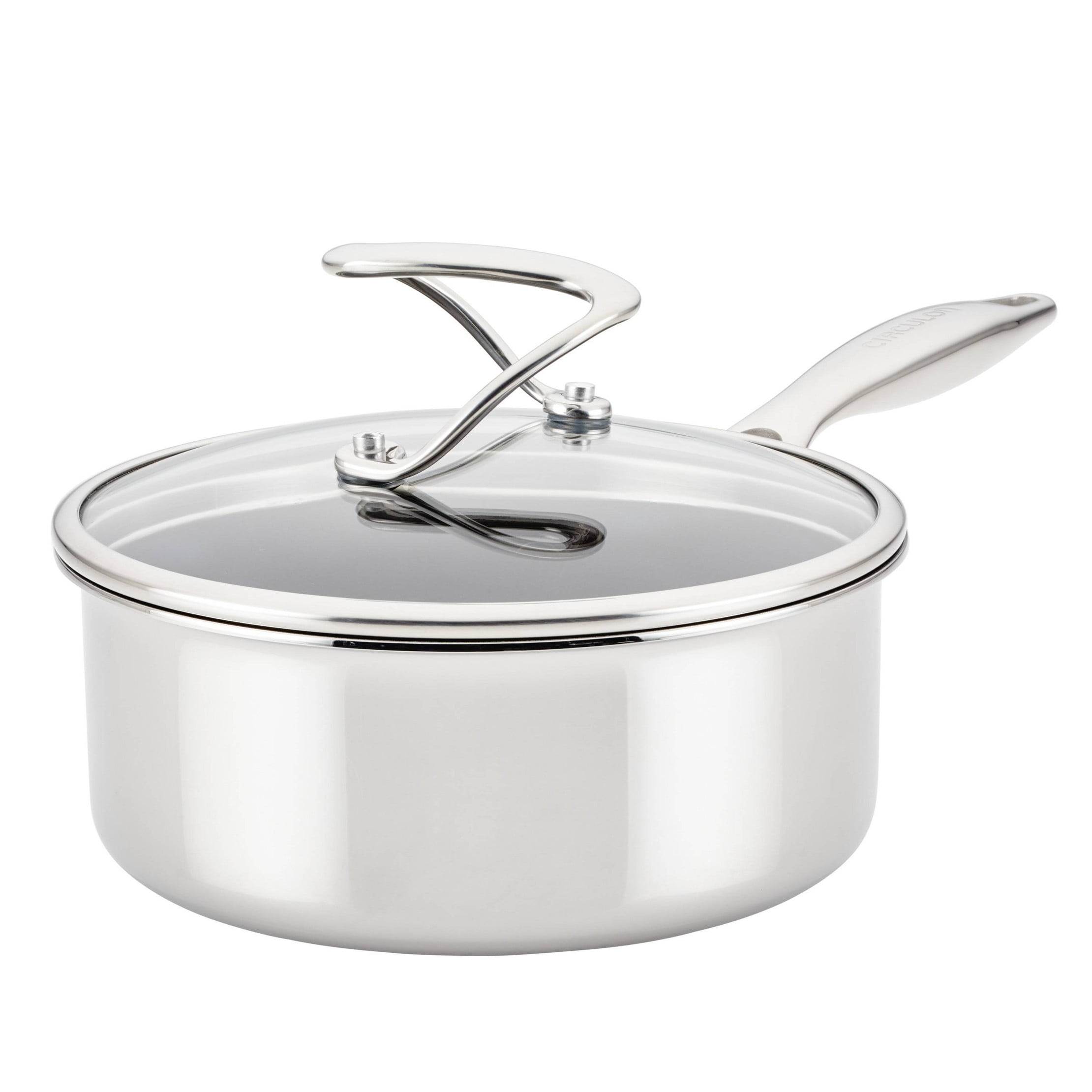 Stainless Steel 2-Quart Nonstick Saucepan with Glass Lid