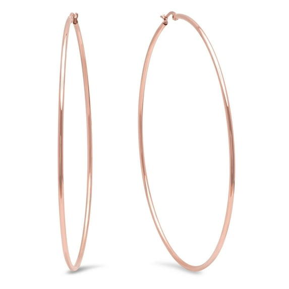 SteelTime 18K Rose Gold Plated Rounded Tube Hoop Earrings For Women