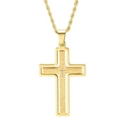 SteelTime Lords Prayer Spinner Cross Pendant Necklace Stainless Steel Jewelry, Gold