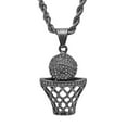 thumbnail image 1 of SteelTime Men's 18K Black Ion Plated Stainless Steel Basketball Hoop Chain Pendant Necklace, 1 of 6