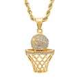thumbnail image 1 of SteelTime Men's 18K Gold Plated Stainless Steel Basketball Hoop Chain Pendant Necklace, 1 of 9