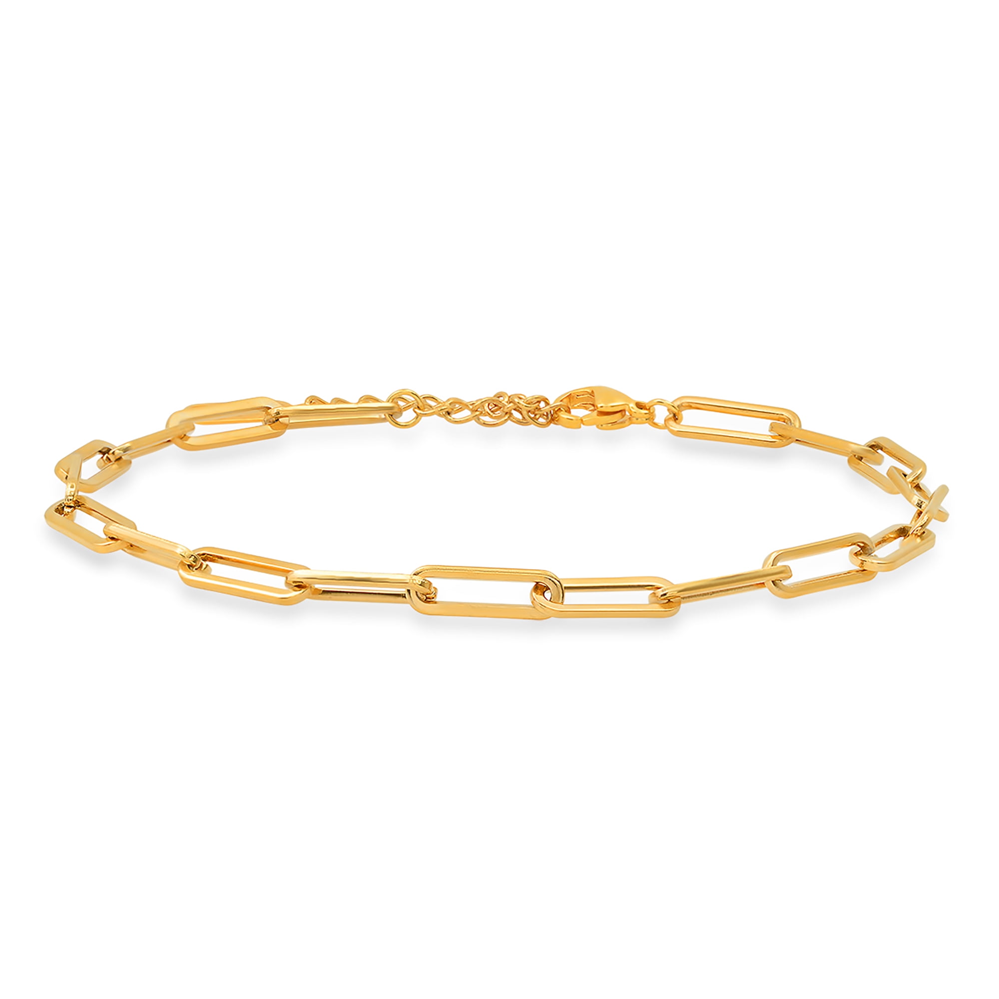 SteelTime Paper Clip Link Anklet Bracelets for Women Stainless Steel Ankle Bracelet, Gold