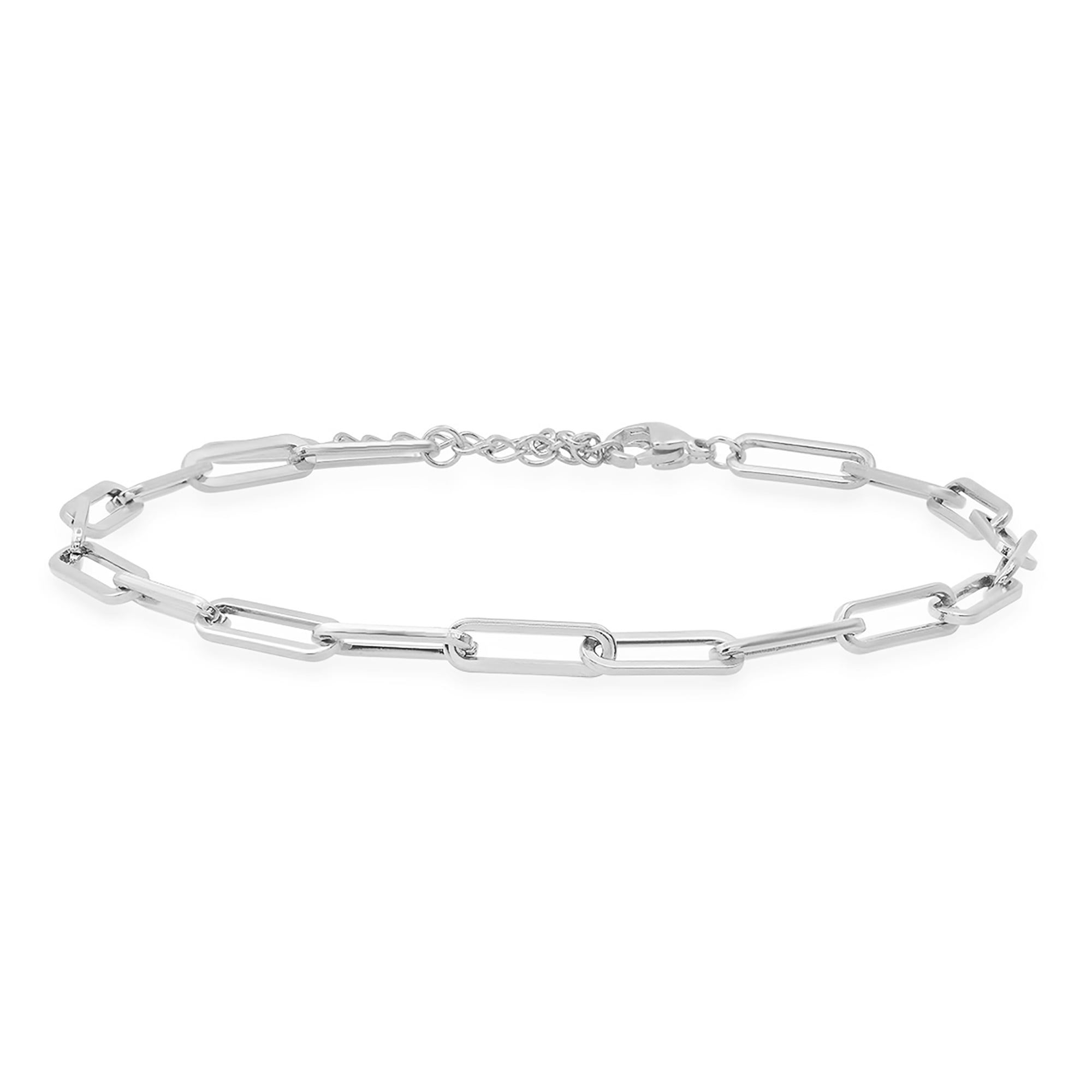SteelTime Paper Clip Link Anklet Bracelets for Women Stainless Steel Ankle Bracelet
