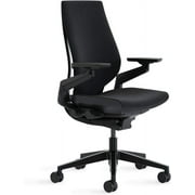 Steelcase Gesture Office Chair - Cogent  Connect Licorice Fabric  Medium Seat Height  Wrapped Back  Dark on Dark Frame  Lumbar Support