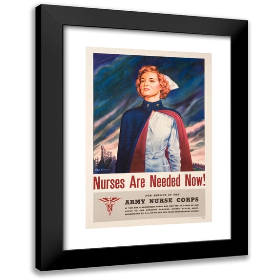 Steele Savage 17x24 Black Modern Framed Museum Art Print Titled - Nurses Are Needed Now! (1944)