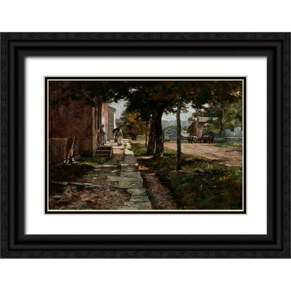 Steele, Theodore Clement 18x13 Black Ornate Wood Framed with Double Matting Museum Art Print Titled - Street in Vernon