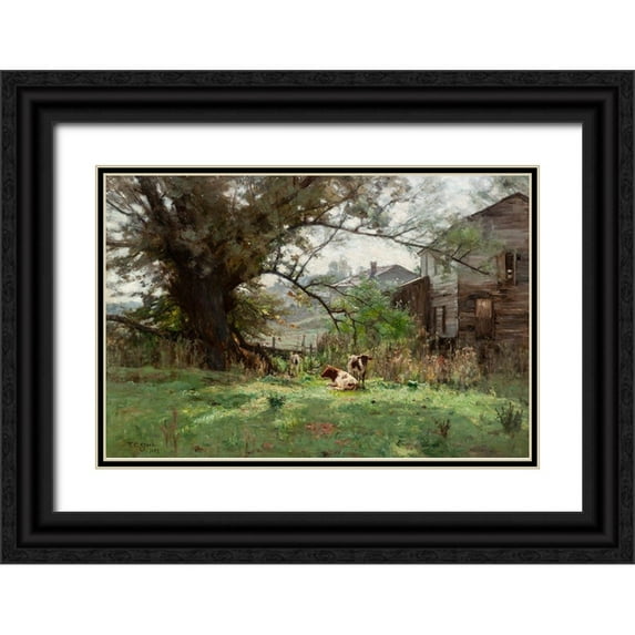 Steele, Theodore Clement 32x23 Black Ornate Wood Framed with Double Matting Museum Art Print Titled - Morning-Old Schofields Mill