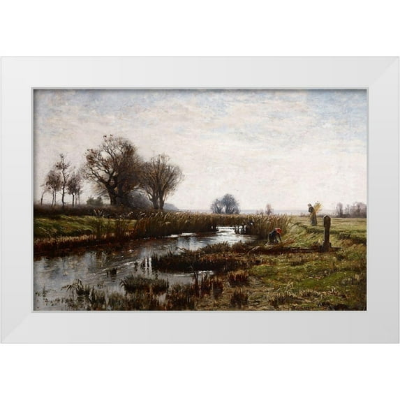 Steele, Theodore Clement 32x23 White Modern Wood Framed Museum Art Print Titled - Late Afternoon-Dachau Moor
