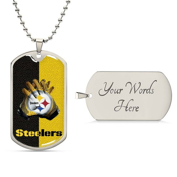 Steelers Dog Tag - Graphic Military Dog Tag Necklace (Optional Personalized Engraving)