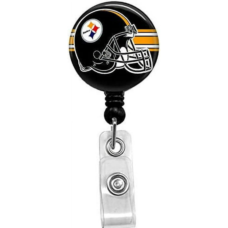 Steelers Football Badge Reel， Retractable Name Card Badge Holder