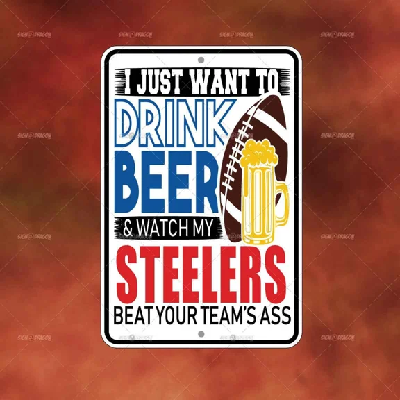 Steelers Football Beer Metal Sign Home Room Wall Art Gift Decor Funny G380