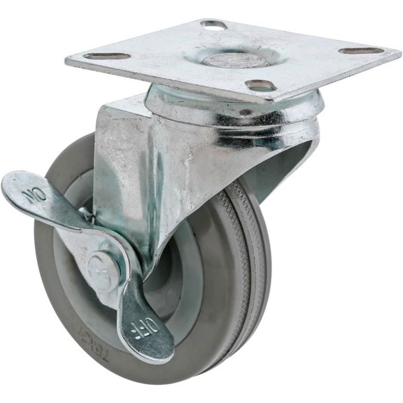 Steelex 3" Gray Rubber Swivel Caster w/ Brake