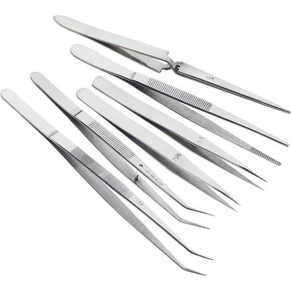 Steelex 6 Pc. Stainless Steel Tweezers Set, 5in. to 6.75in. Long