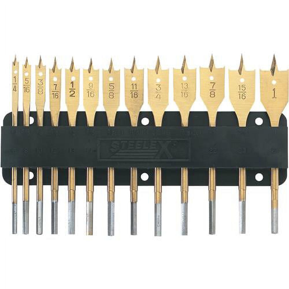 13 Piece Piece Flat Titanium Spade Drill Bit Set for Drilling Boring Wood Tool