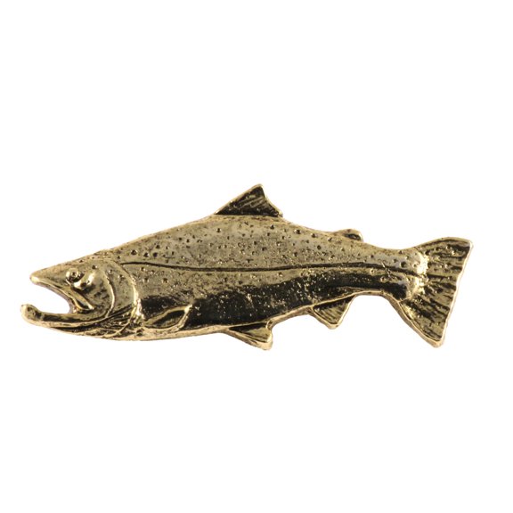 Steelhead Male Fish Pin, Gold Plated FG032, 2” Sea Run Rainbow Trout, Buck, Realistic Fishing Lapel Pin, Hat, Pins, Brooch, Brooches, Jewelry, Gift 100% Handmade in the USA