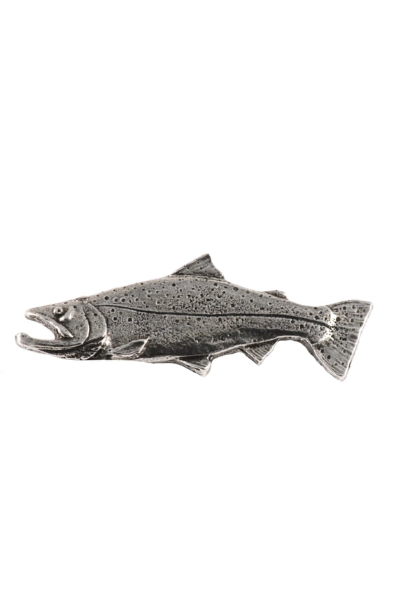 Steelhead Male Fish Pin, Pewter F032, 2” Sea Run Rainbow Trout, Buck, Realistic Fishing Lapel Pin, Hat, Pins, Brooch, Brooches, Jewelry, Gift 100% Handmade in the USA